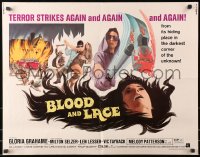 4f513 BLOOD & LACE 1/2sh 1971 AIP, gruesome horror image of wacky cultist w/bloody hammer!