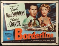 4f515 BORDERLINE style A 1/2sh 1950 Fred MacMurray & Claire Trevor pointing guns, ultra-rare!