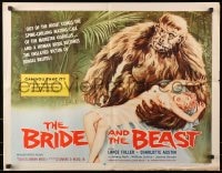 4f518 BRIDE & THE BEAST 1/2sh 1958 Ed Wood classic, wacky art of huge ape holding sexy girl!