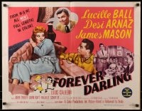 4f577 FOREVER DARLING style B 1/2sh 1956 art of James Mason, Desi Arnaz & Lucille Ball, I Love Lucy!