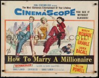4f603 HOW TO MARRY A MILLIONAIRE 1/2sh 1953 sexy Marilyn Monroe, Betty Grable & Lauren Bacall!