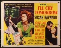4f607 I'LL CRY TOMORROW style B 1/2sh 1955 artwork of distressed Susan Hayward in her greatest performance!