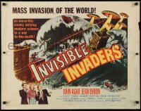 4f614 INVISIBLE INVADERS 1/2sh 1959 cool artwork of alien who gives Earth 24 hours to surrender!