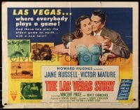 4f643 LAS VEGAS STORY style B 1/2sh 1952 art of Mature & sexy Jane Russell in Sin City, Howard Hughes, rare!