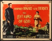 4f648 LEFT HAND OF GOD 1/2sh 1955 art of priest Humphrey Bogart holding gun, sexy Gene Tierney!