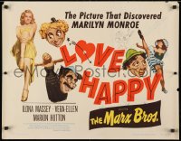 4f656 LOVE HAPPY 1/2sh R1953 Marx Brothers, the picture that discovered sexy Marilyn Monroe!