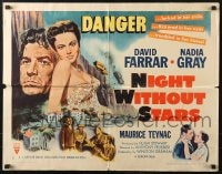 4f682 NIGHT WITHOUT STARS style B 1/2sh 1952 art of David Farrar, Nadia Gray, Maurice Teynac!