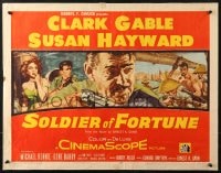 4f743 SOLDIER OF FORTUNE 1/2sh 1955 art of Clark Gable with gun, plus sexy Susan Hayward!