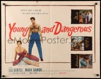 4f797 YOUNG & DANGEROUS 1/2sh 1957 hot-rod guys tangling over juke box cuties, parents don't get it!