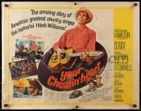 4f799 YOUR CHEATIN' HEART 1/2sh 1964 great image of George Hamilton as Hank Williams with guitar!