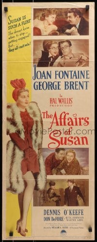 4f007 AFFAIRS OF SUSAN insert 1945 full-length image of sexy Joan Fontaine in pretty dress!