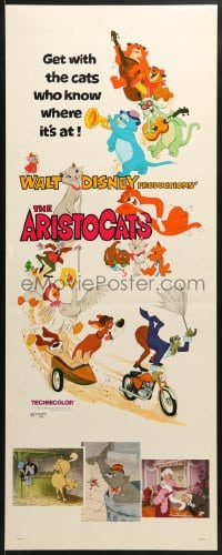 4f012 ARISTOCATS insert R1980 Walt Disney feline jazz musical cartoon, great colorful image!
