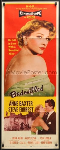 4f015 BEDEVILLED insert 1955 Steve Forrest fell in love with beautiful blue-eyed killer Anne Baxter!