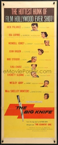 4f019 BIG KNIFE insert 1955 Aldrich, Jack Palance, Ida Lupino, Shelley Winters, Rod Steiger!