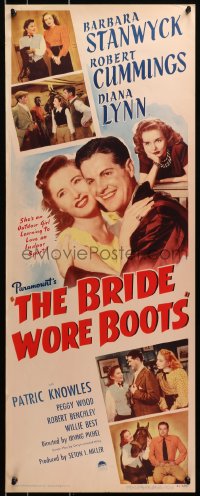 4f032 BRIDE WORE BOOTS insert 1946 romantic close up of Barbara Stanwyck & Robert Cummings!