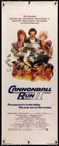 4f038 CANNONBALL RUN II insert 1984 great Drew Struzan art of Burt Reynolds, Dean Martin & girls!