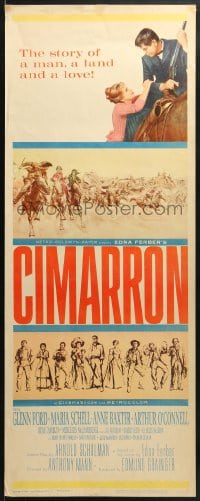 4f048 CIMARRON insert 1960 directed by Anthony Mann, Glenn Ford, Maria Schell, cool artwork!