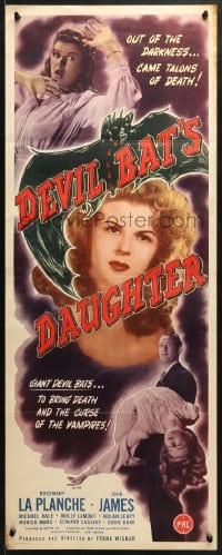 4f067 DEVIL BAT'S DAUGHTER insert 1946 Rosemary La Planche, blood red lips hungry for love!