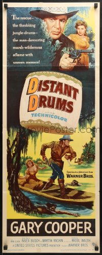 4f068 DISTANT DRUMS insert 1951 cool artwork of Gary Cooper in the Florida Everglades!