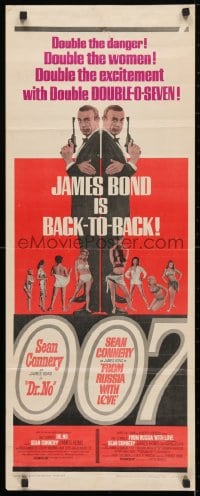 4f069 DR. NO/FROM RUSSIA WITH LOVE insert 1965 Connery is James Bond, double danger & excitement!