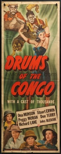 4f072 DRUMS OF THE CONGO insert 1942 Ona Munson, Moran, Bey, where none come back alive, rare!