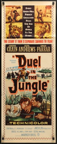 4f073 DUEL IN THE JUNGLE insert 1954 Dana Andrews, sexy Jeanne Crain, African adventure artwork!