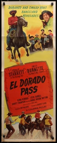 4f076 EL DORADO PASS insert 1948 art of Charles Starrett as The Durango Kid + Smiley Burnette!