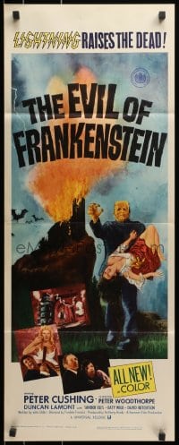 4f080 EVIL OF FRANKENSTEIN insert 1964 Peter Cushing, Hammer, he's back and no one can stop him!