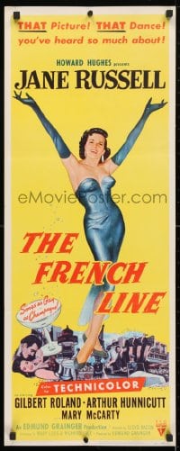 4f095 FRENCH LINE 2D insert 1954 Howard Hughes, full-length art of sexy Jane Russell!
