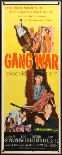 4f101 GANG WAR insert 1958 young mobster Charles Bronson in a city that is Hell in concrete!
