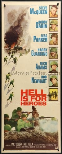 4f121 HELL IS FOR HEROES insert 1962 Steve McQueen, Bob Newhart, Fess Parker, Bobby Darin
