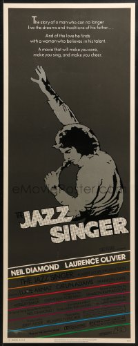 4f135 JAZZ SINGER insert 1981 artwork of Neil Diamond singing into microphone, re-make!