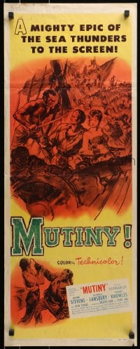 4f167 MUTINY insert 1952 sailor Mark Stevens fights pirate with hook & knife, cut-throat action!