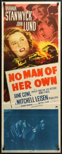 4f170 NO MAN OF HER OWN insert 1950 Barbara Stanwyck, cool artwork of exploding train!