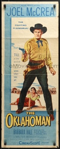4f173 OKLAHOMAN insert 1957 art of cowboy Joel McCrea & Native American Gloria Talbot!
