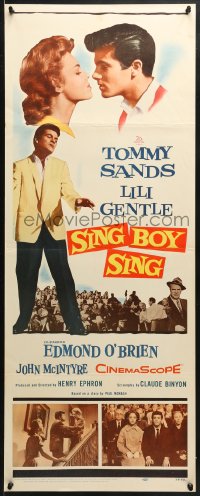4f209 SING BOY SING insert 1958 romantic close up of Tommy Sands & Lili Gentle, rock & roll!