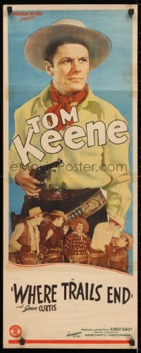 4f265 WHERE TRAILS END insert 1942 Joan Curtis watches cowboy hero Tom Keene beat up Charles King!