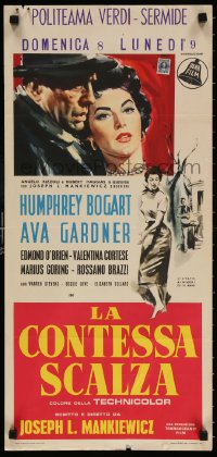 4f814 BAREFOOT CONTESSA Italian locandina 1955 different art of Humphrey Bogart & Gardner by Paoli!