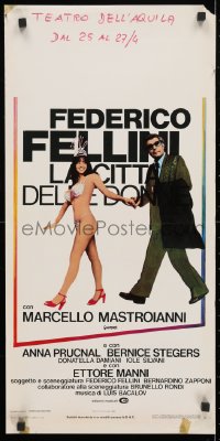4f835 CITY OF WOMEN Italian locandina 1980 Federico Fellini, Matroianni, cool Michel Landi art!