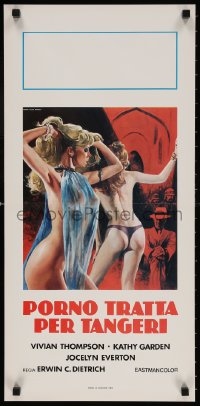 4f838 CONFESSIONS OF THE SEX SLAVES Italian locandina 1980 art of two sexy near-naked by Ferrari!