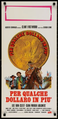4f871 FOR A FEW DOLLARS MORE Italian locandina R1970s Leone, Clint Eastwood, red title!
