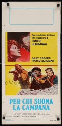 4f872 FOR WHOM THE BELL TOLLS Italian locandina R1970s Gary Cooper & Ingrid Bergman, Hemingway!