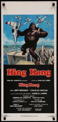 4f907 KING KONG Italian locandina 1976 art of BIG Ape on the Twin Towers holding Jessica Lange!