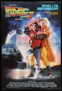 4g536 BACK TO THE FUTURE II DS 1sh 1989 art of Michael J. Fox & Christopher Lloyd by Drew Struzan!