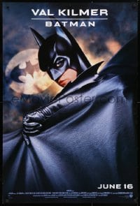 4g547 BATMAN FOREVER advance 1sh 1995 cool image of Val Kilmer in the title role, bat symbol!
