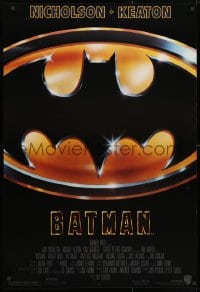 4g540 BATMAN 1sh 1989 directed by Tim Burton, cool image of Bat logo, new credit design!