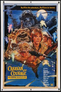 4g582 CARAVAN OF COURAGE style B int'l 1sh 1984 An Ewok Adventure, Star Wars, art by Drew Struzan!