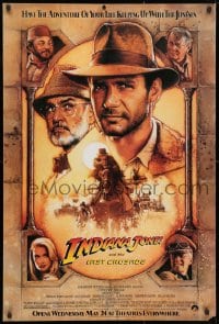4g254 INDIANA JONES & THE LAST CRUSADE 27x40 German commercial poster 1989 Ford & Connery by Drew!