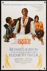 4g628 DOCTOR FAUSTUS 1sh 1968 art of pretty Elizabeth Taylor & director and star Richard Burton!