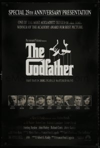 4g673 GODFATHER foil heavy stock 1sh R1997 Marlon Brando & cat in Francis Ford Coppola crime classic!